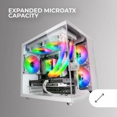 Case computer desktop ATX Mars Gaming MCVIEWW Bianco