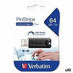 Pendrive Verbatim Pinstripe Nero 64 GB (10 Unità)