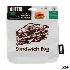 Sacchetto Riutilizzabile per Alimenti Quttin Sandwich 18 x 18 x 2 cm (24 Unità)