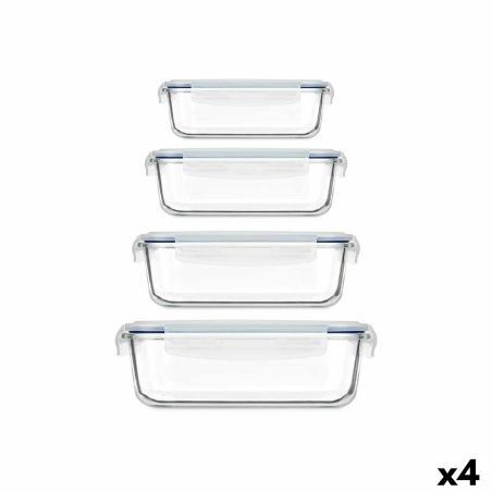 Set di scatole porta pranzo Trasparente Silicone Vetro Borosilicato (4 Unità)