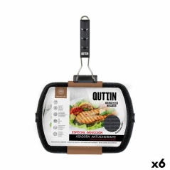 Grill pan with stripes Quttin 32 x 23 x 3,8 cm (6 Units)