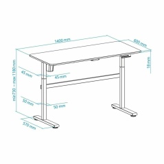 Desk TooQ TQESSD01-BK Black Steel (140 x 60 cm)