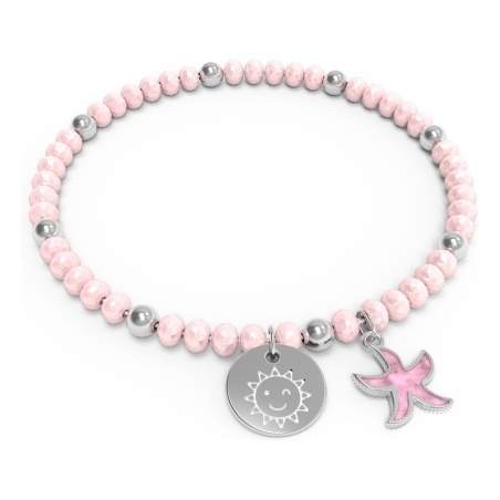 Bracciale Stella Marina Rosa "Beach Please" Donna in Acciaio