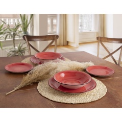 Set di Stoviglie Quid Coral Vita 18 Pezzi Rosso Ceramica