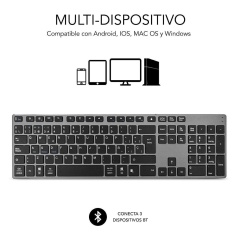 Tastiera Wireless Subblim SUB-KB-3ADE301 Grigio Qwerty in Spagnolo QWERTY Bluetooth 3.0