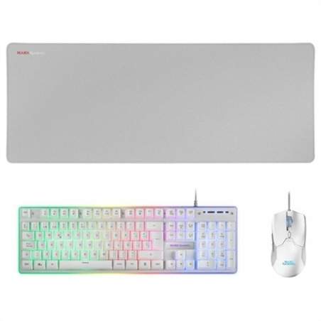 Tastiera e Mouse Gaming Mars Gaming MCPXWES Bianco Qwerty in Spagnolo QWERTY LED RGB