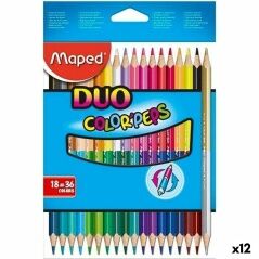 Colouring pencils Maped Duo Color' Peps Multicolour 18 Pieces Double-ended (12 Units)