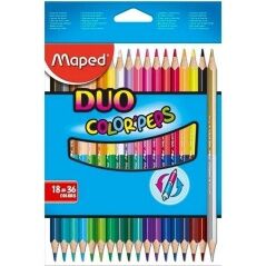 Colouring pencils Maped Duo Color' Peps Multicolour 18 Pieces Double-ended (12 Units)