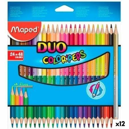 Colouring pencils Maped Duo Color' Peps Multicolour 24 Pieces Double-ended (12 Units)