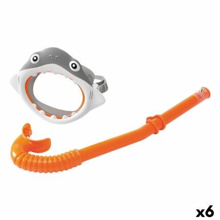 Occhialini da Snorkeling e Boccaglio per Bambini Intex Squalo (6 Unità)