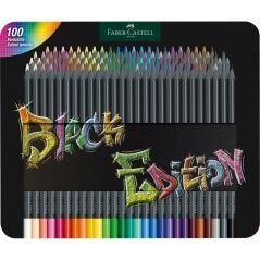 Matite colorate Faber-Castell Black Edition Astuccio metallico 100 Pezzi Multicolore