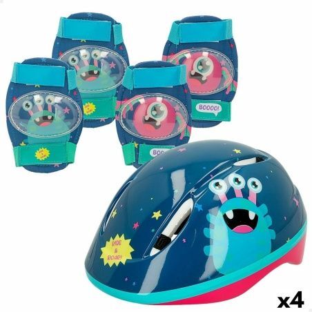 Kit casco e ginocchiere Colorbaby Mostro (4 Unità)