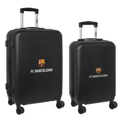 Set di valigie F.C. Barcelona + mediano 24 Trolley Nero 40 x 63 x 26 cm (2 Pezzi)