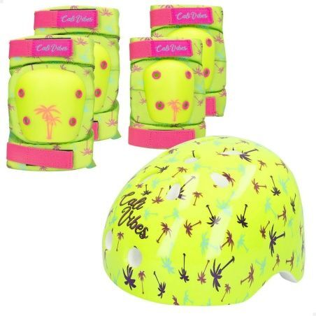 Set di Protezione Sportiva Colorbaby Neon Cali Vibes Giallo (4 Unità)