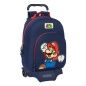 School Rucksack with Wheels Super Mario World Navy Blue 32 x 42 x 15 cm