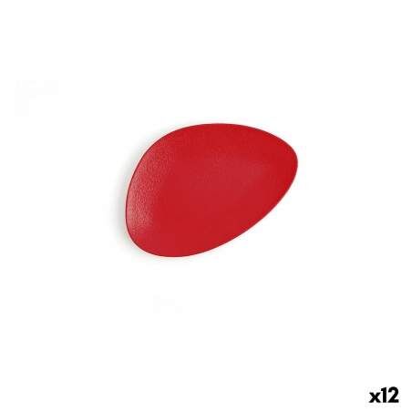 Flat plate Ariane Antracita Triangular Ceramic Red (Ø 21 cm) (12 Units)