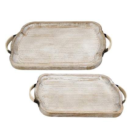 Set of trays Romimex Natural Wood 2 Pieces