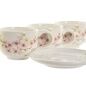 Set di 6 Tazze con Piatto Home ESPRIT Giallo Bianco Rosa Lilla Metallo Dolomite 180 ml