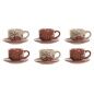 Set of 6 Cups with Plate Home ESPRIT Yellow Beige Terracotta Lilac Metal Dolomite 180 ml