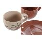 Set di 6 Tazze con Piatto Home ESPRIT Giallo Beige Terracotta Lilla Metallo Dolomite 180 ml