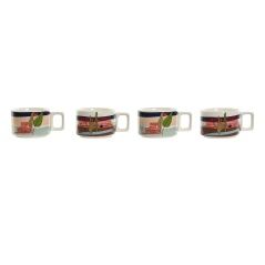 Set di Tazze da Caffè Home ESPRIT Azzurro Verde Rosa Lilla Metallo Bambù Dolomite 260 ml