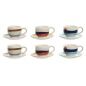 Set of 6 Cups with Plate Home ESPRIT Yellow Blue Green Lilac Metal Dolomite 180 ml