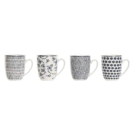 Set di 4 Tazze Mug Home ESPRIT Azzurro Bianco Porcellana 340 ml