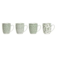 Set di 4 Tazze Mug Home ESPRIT Bianco Verde Porcellana 340 ml