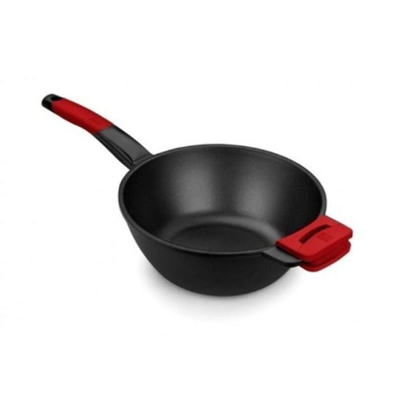 Padella Wok BRA A412028 Rosso/Nero Acciaio inossidabile (1 Unità) (Ø 28 cm)