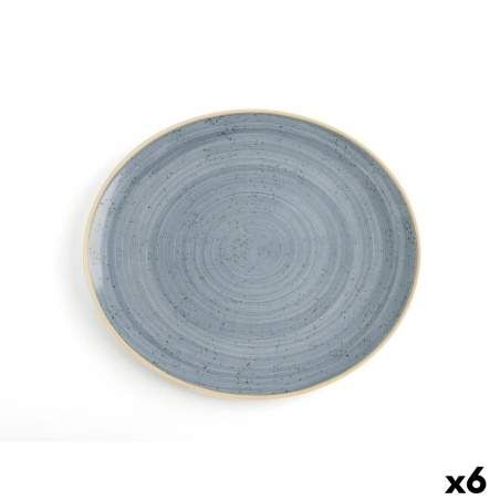 Flat Plate Ariane Terra Blue Ceramic 30 x 27 cm (6 Units)