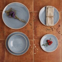 Flat Plate Ariane Terra Blue Ceramic 30 x 27 cm (6 Units)