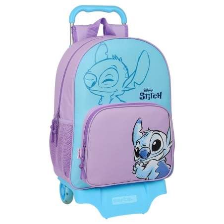 School Rucksack with Wheels Stitch Sweet Blue Lilac 33 x 42 x 14 cm