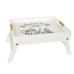 Vassoio da Letto Pieghevole Romimex Bianco Legno 56 x 36 x 24 cm