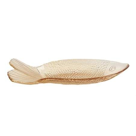 Piatto Decorativo Romimex Marrone Chiaro Vetro Pesce 40 x 6 x 16 cm