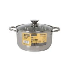 Pot with Glass Lid Quttin New neron Steel 10 L (4 Units)