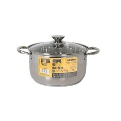 Pot with Glass Lid Quttin New neron Steel 8 L (4 Units)