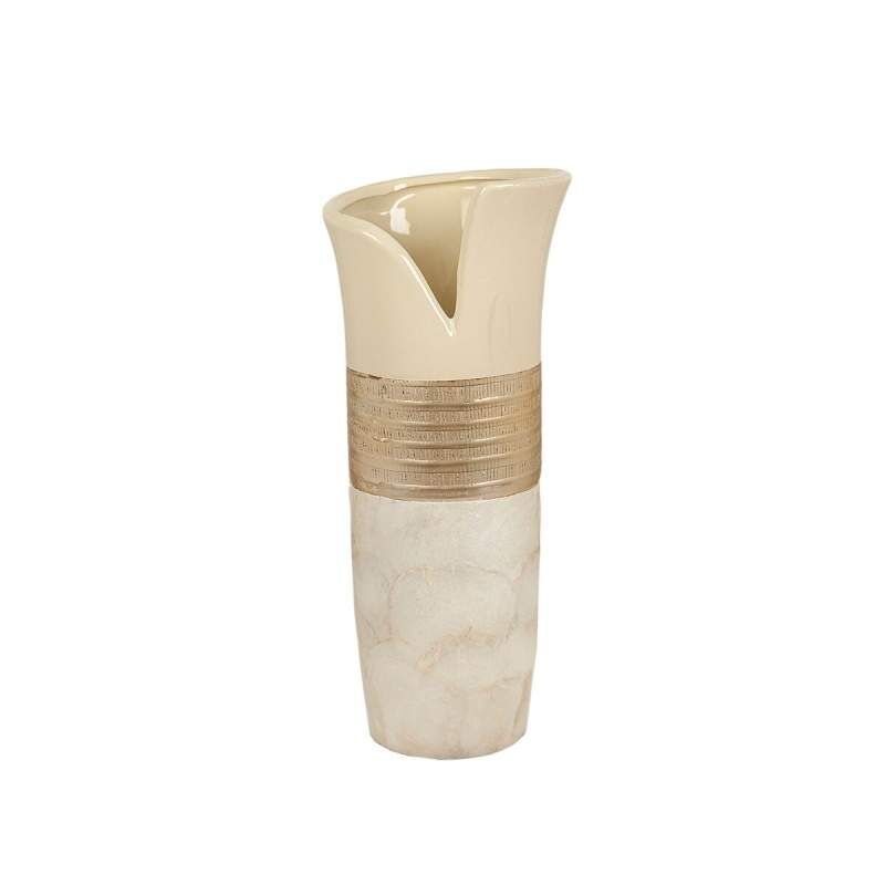 Vaso Romimex Champagne Madreperla Ceramica 15 x 35 x 14 cm