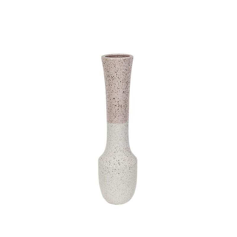 Vase Romimex White/Pink Ceramic 15 x 59 x 15 cm