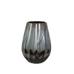 Vase Romimex Blue Black Blue/Black Ceramic 23 x 28 x 23 cm