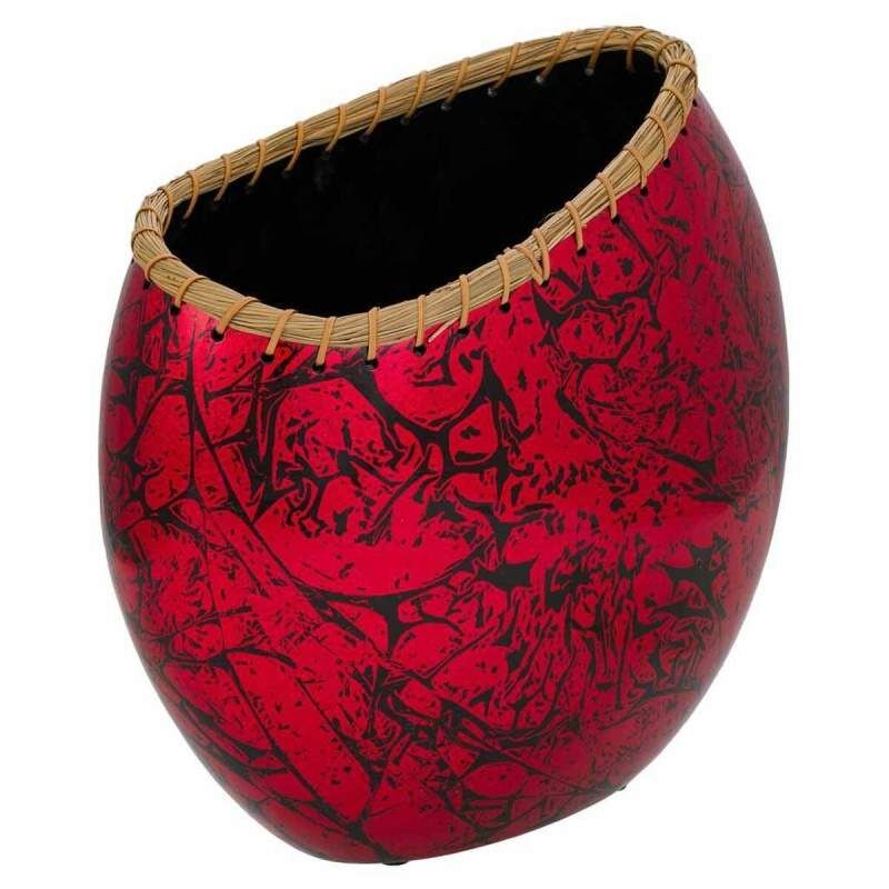 Vaso Alexandra House Living Nero Rosso Ceramica 18 x 37 x 35 cm