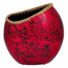 Vaso Alexandra House Living Nero Rosso Ceramica 18 x 37 x 35 cm