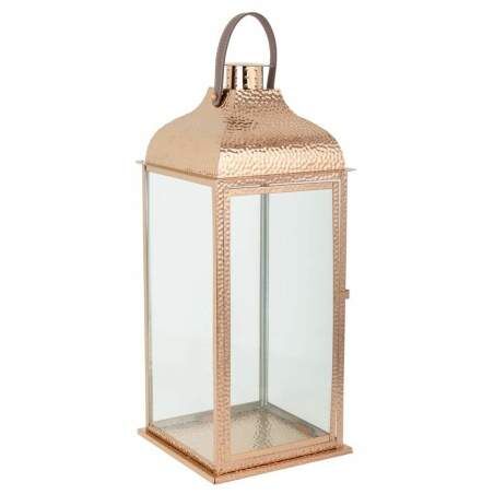 Lantern Alexandra House Living Copper Glass Stainless steel 29 x 70 x 29 cm