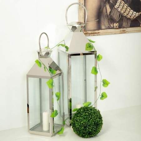 Lantern Alexandra House Living Silver Glass Stainless steel 23 x 72 x 24 cm