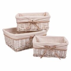 Set of Baskets Alexandra House Living White wicker Willow wood 3 Pieces