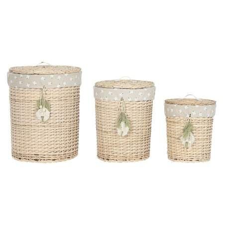 Set di Cestini Home ESPRIT Verde Naturale vimini 45 x 45 x 55 cm 3 Pezzi