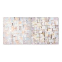 Quadro DKD Home Decor Squares Astratto 100 x 3 x 100 cm Moderno (2 Unità)