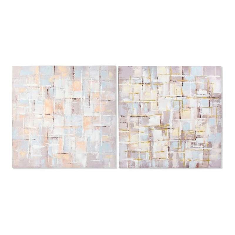 Quadro DKD Home Decor Squares Astratto 100 x 3 x 100 cm Moderno (2 Unità)