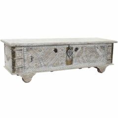 Chest DKD Home Decor 8424001858361 Paolownia wood White Brass Mango wood 146 x 40 x 45 cm