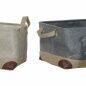 Basket set DKD Home Decor Beige Grey Light brown 40 x 30 x 24 cm Polyester Wood 3 Pieces (3 Units)