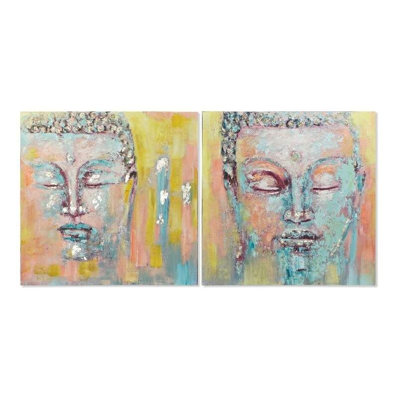 Quadro DKD Home Decor Buda 100 x 3,5 x 100 cm Buddha Orientale (2 Unità)